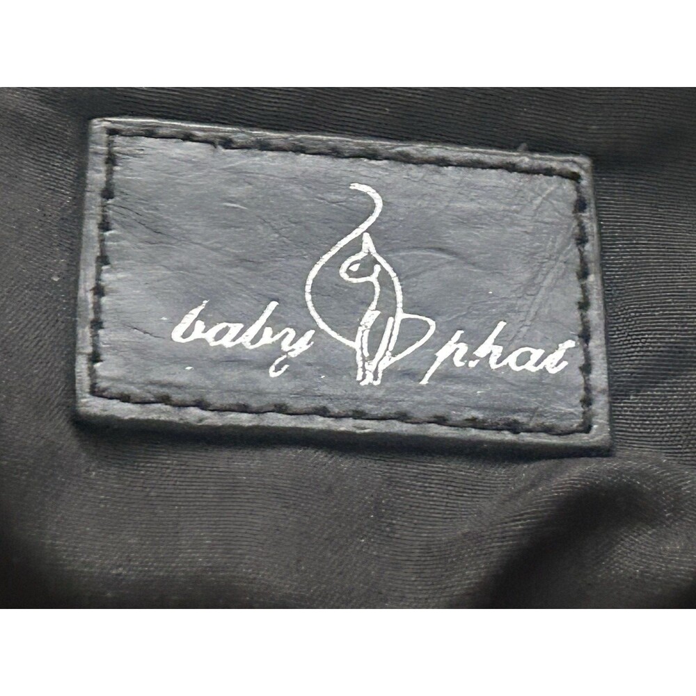 Y2K Babyphat Shoulder Bag Black Vegan Ebossed Croc Studs Shiny Large Silver Stud - Picture 4 of 8